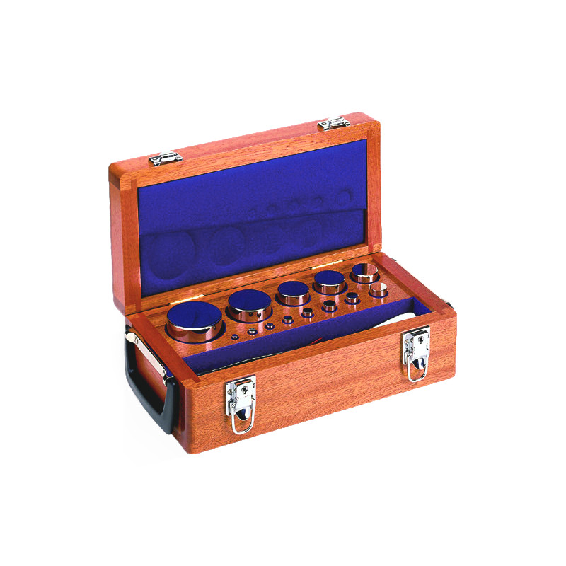 Cylindrique, ensemble (1 g - 500 g), boîte en bois