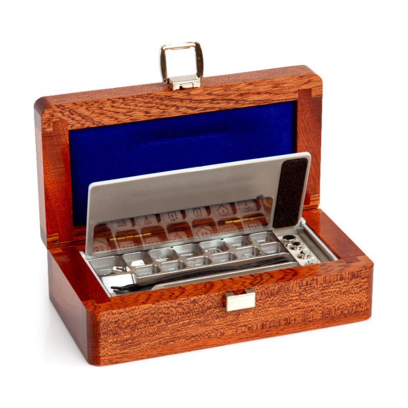 Cylindrique, ensembles (1 mg - 5 g), boîte en bois